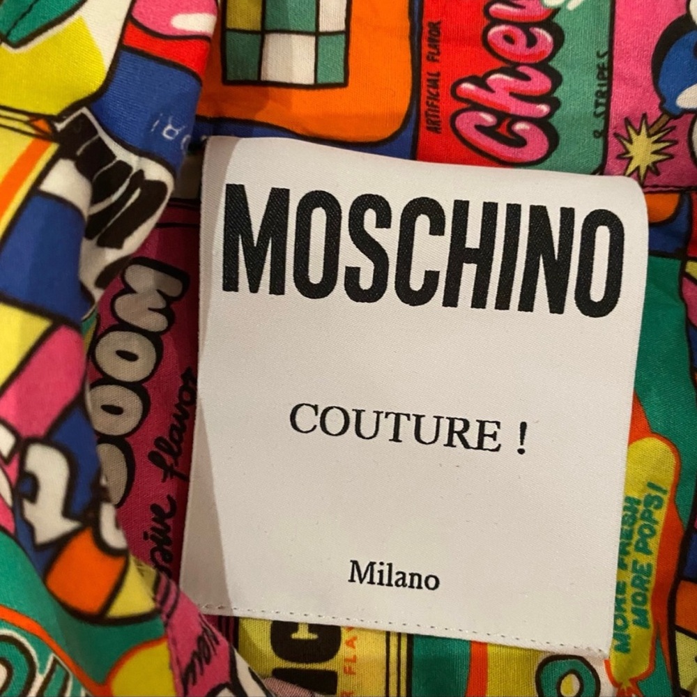 Moschino Couture Rare Chewing Gum Wrapper Print Button Up Size Medium - Picture 7 of 8